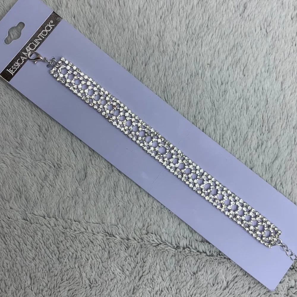 Jessica McClintock Silver Rhinestone Bracelet